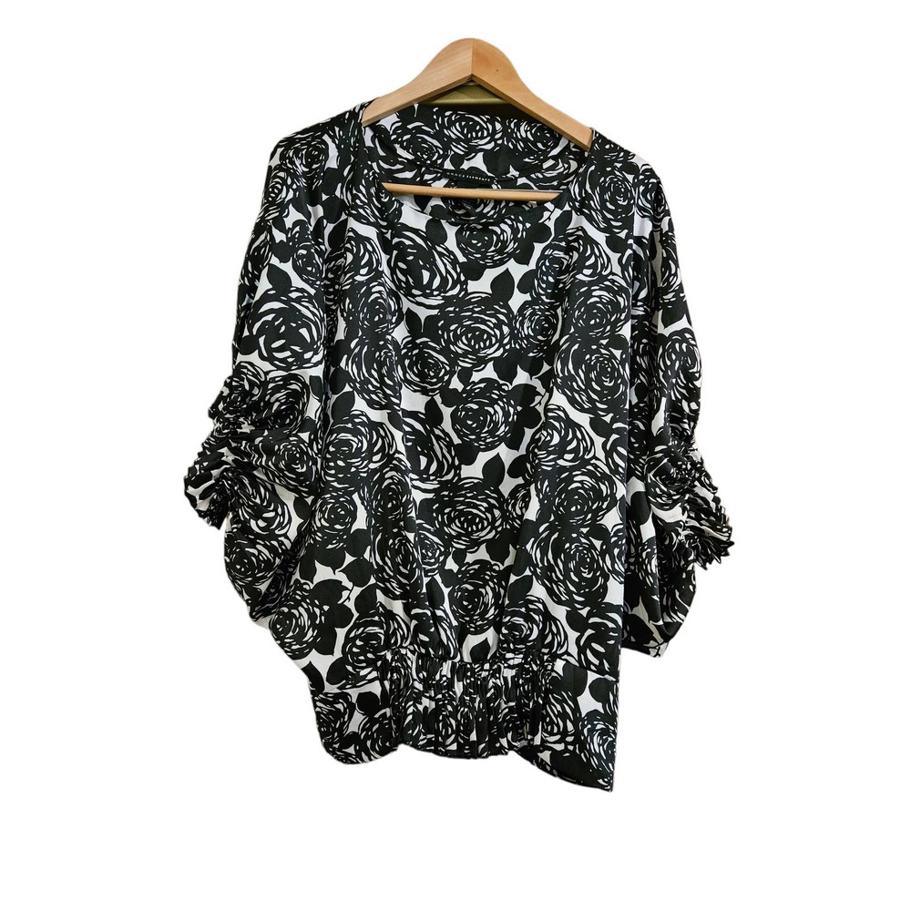 Grace Elements Batwing Blouse Rose Floral Motif Size Large